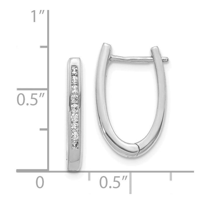 14k Diamond Oval Hinged Hoop Earrings