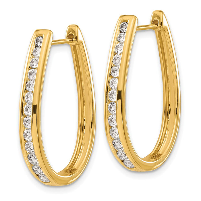 14k Diamond Oval Hinged Hoop Earrings