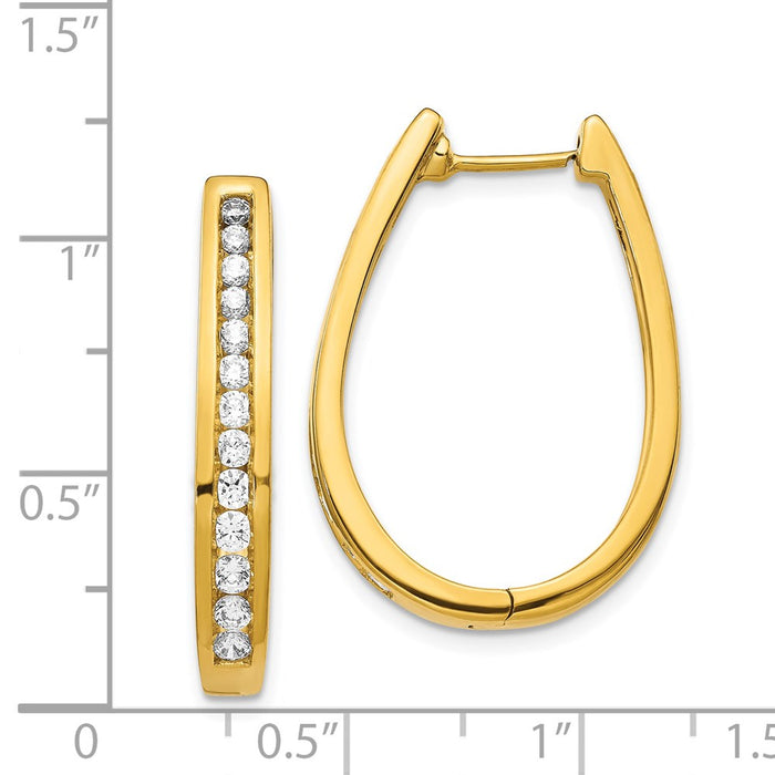 14k Diamond Oval Hinged Hoop Earrings