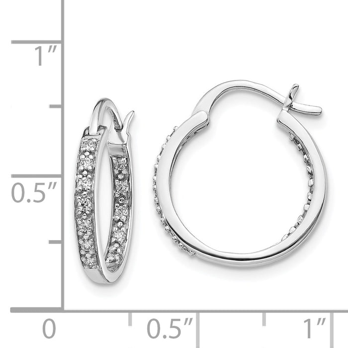 14k Diamond In/Out Hoop Earrings