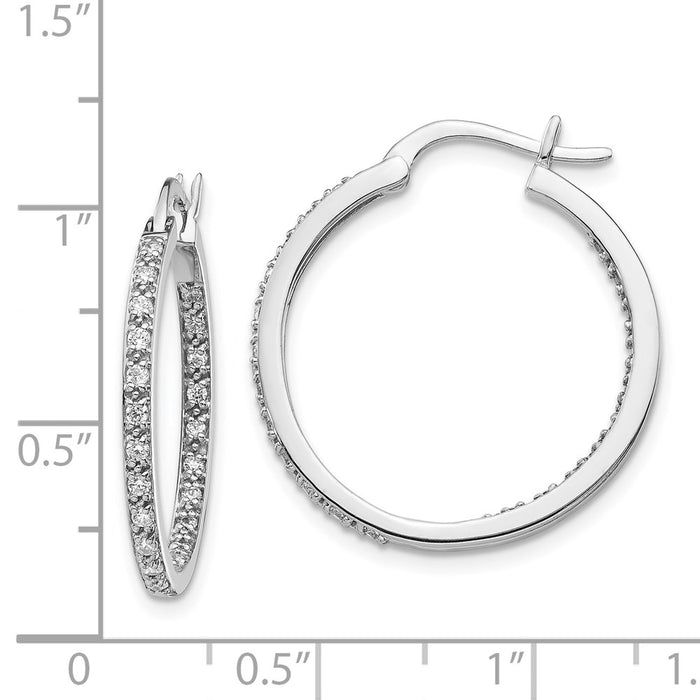 14k Diamond In/Out Hoop Earrings