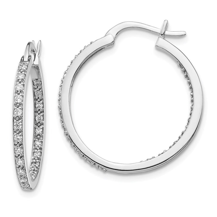 14k Diamond In/Out Hoop Earrings