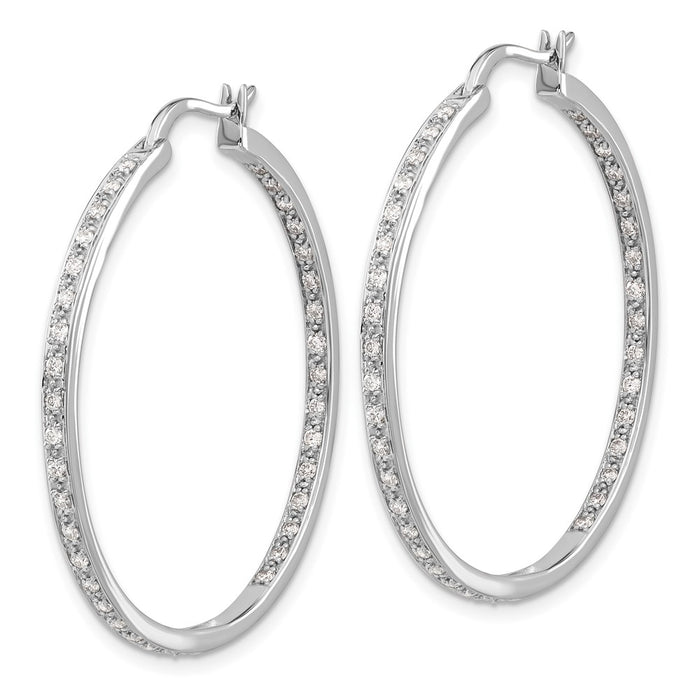 14k Diamond In/Out Hoop Earrings