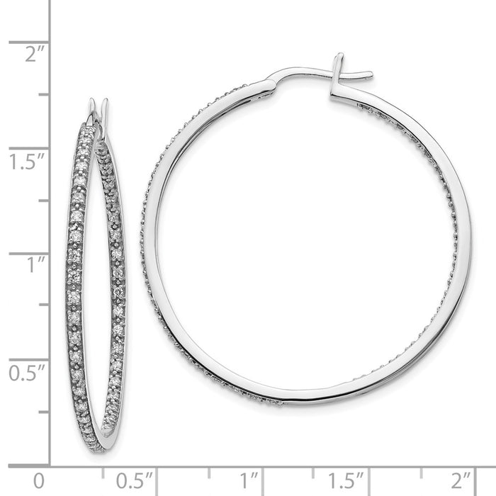 14k Diamond In/Out Hoop Earrings
