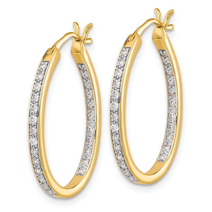 14k Diamond In/Out Hoop Earrings