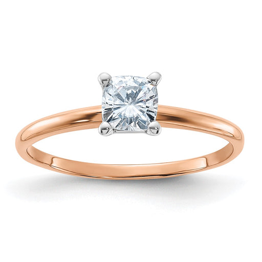 14kr 1/2ct. 4.5mm D E F Pure Light Cushion Moissanite Solitaire Ring