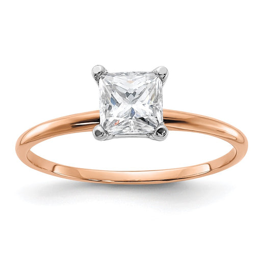 14kr 3/4ct. 5.0mm G H I True Light Princess Moissanite Solitaire Ring
