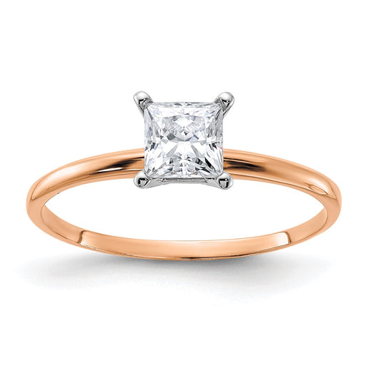 14kr 5/8ct. 4.5mm G H I True Light Princess Moissanite Solitaire Ring