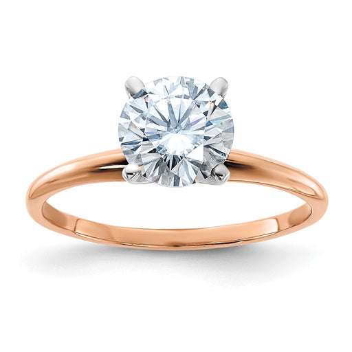 14kr 3/4ct. 7.5mm D E F Pure Light Round Moissanite Solitaire Ring