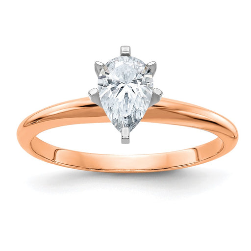 14kr 1ct. 8x5mm D E F Pure Light Pear Moissanite Solitaire Ring