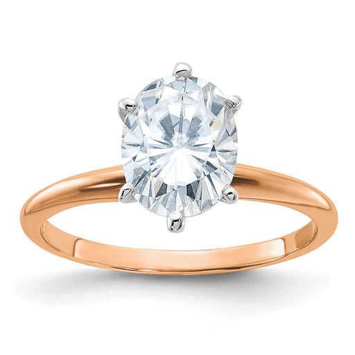 14kr 2ct. 9x7mm D E F Pure Light Oval Moissanite Solitaire Ring
