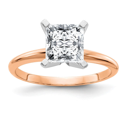 14kr 2ct. 7.0mm G H I True Light Princess Moissanite Solitaire Ring