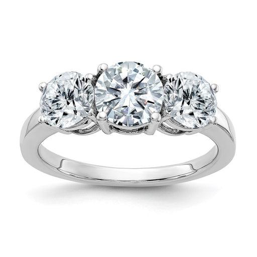 14kw Polished Three Stone Ring Mtg, 6.5mm,2-5.0mm