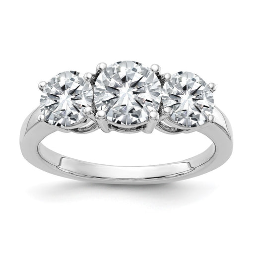 14kw 2 1/5ct. Three Stone G H I True Light Round Moissanite Ring