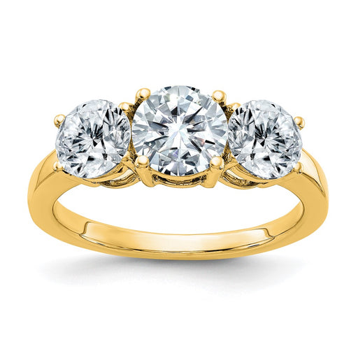 14ky Polished Three Stone Ring Mtg, 6.5mm,2-5.0mm