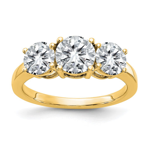14k 2 1/5ct. Three Stone G H I True Light Round Moissanite Ring
