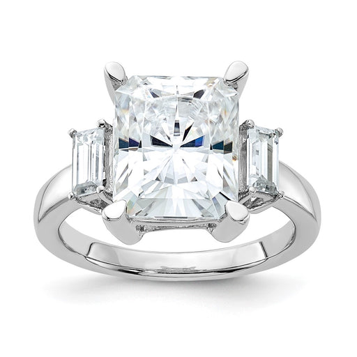 14kw 5 3/4ct. Three Stone D E F Pure Light Moissanite Engagement Ring