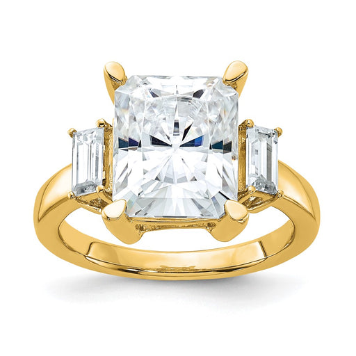 14k 5 3/4ct. Three Stone D E F Pure Light Moissanite Engagement Ring