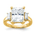 14k 5 3/4ct. Three Stone D E F Pure Light Moissanite Engagement Ring