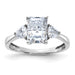 14kw 2 1/5ct. Three Stone D E F Pure Light Moissanite Engagement Ring