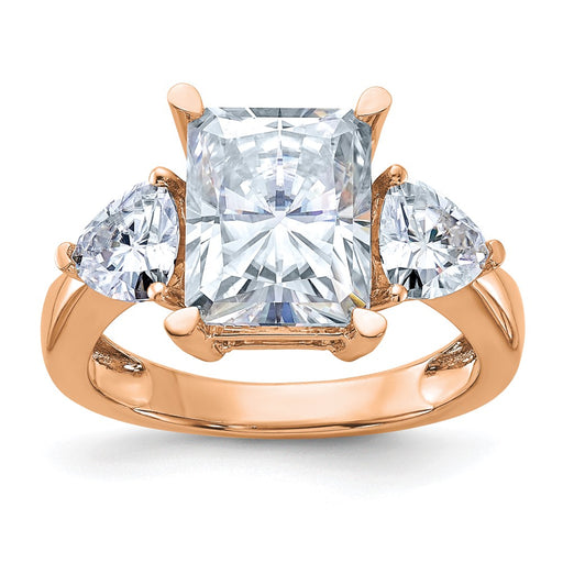 14kr 4 7/8ct.Three Stone D E F Pure Light Moissanite Engagement Ring