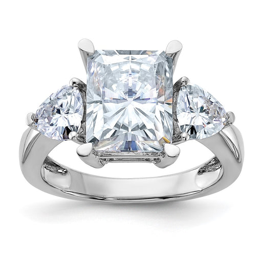 14kw 4 7/8ct. Three Stone D E F Pure Light Moissanite Engagement Ring