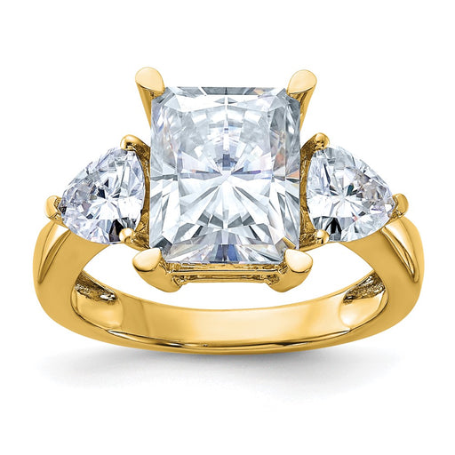 14k 4 7/8ct. Three Stone D E F Pure Light Moissanite Engagement Ring