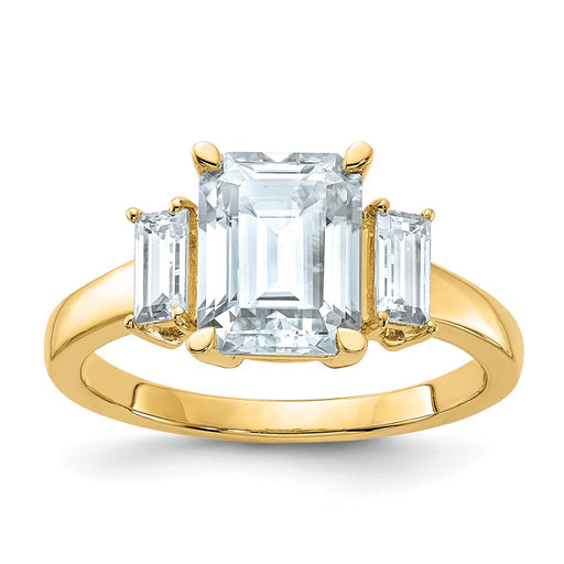 14k 3ct. Three Stone D E F Pure Light Moissanite Engagement Ring