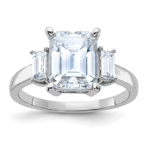 14kw 3 7/8ct. Three Stone D E F Pure Light Moissanite Engagement Ring