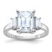 14kw 3 7/8ct. Three Stone D E F Pure Light Moissanite Engagement Ring