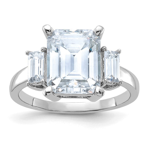 14kw 5 1/3ct. Three Stone D E F Pure Light Moissanite Engagement Ring