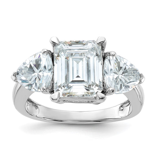14kw 4 1/2ct. Three Stone D E F Pure Light Moissanite Engagement Ring