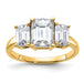 14k 2 7/8ct. Three Stone G H I True Light Emerald-cut Moissanite Ring