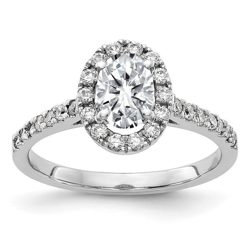 14kw 1 1/3ct. G H I True Light Oval Halo Moissanite Engagement Ring