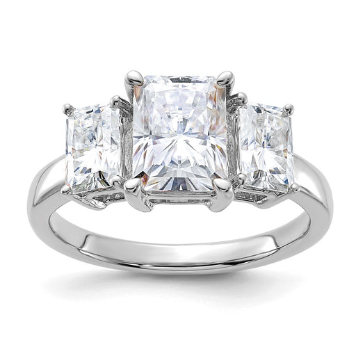 14kw 3 1/5ct. Three Stone G H I True Light Octagon Moissanite Ring