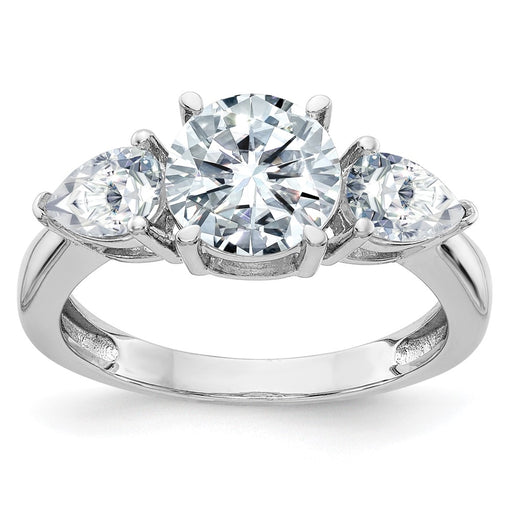 14kw 1 3/8ct. Three Stone D E F Pure Light Moissanite Engagement Ring