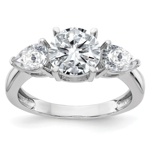 14kw 1 3/8ct. Three Stone G H I True Light Moissanite Engagement Ring
