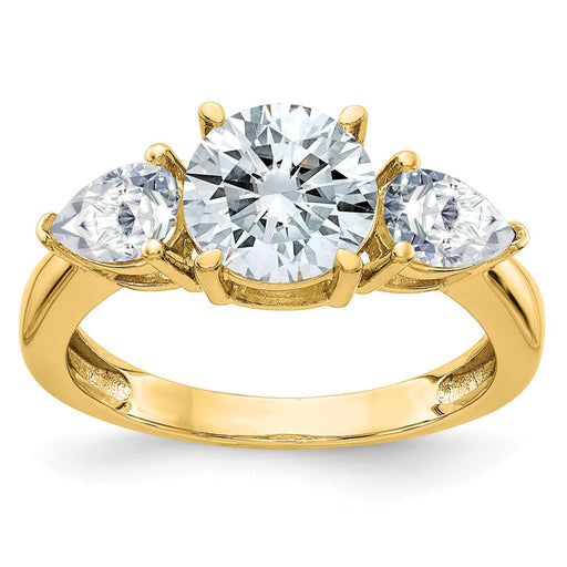 14k 1 3/8ct. Three Stone D E F Pure Light Moissanite Engagement Ring