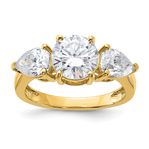 14k 3 3/8ct. Three Stone G H I True Light Moissanite Engagement Ring