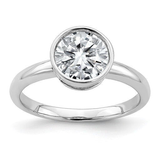 14kw 1 7/8ct. G H I True Light Round Bezel Moissanite Solitaire Ring