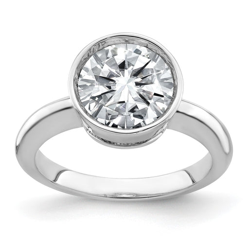 14kw 2 3/4ct. G H I True Light Round Bezel Moissanite Solitaire Ring