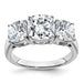14kw 4 1/5ct. Three Stone G H I True Light Cushion Moissanite Ring