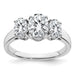 14kw 2 7/8ct. Three Stone G H I True Light Oval Moissanite Ring