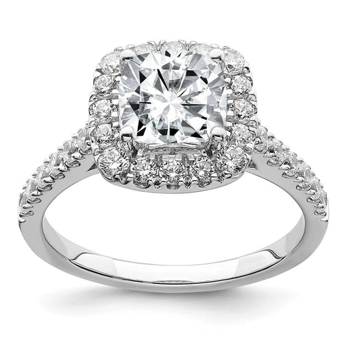 14kw 2 1/3ct. G H I True Light Cushion Halo Moissanite Engagement Ring