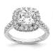 14kw 2 3/4ct. G H I True Light Cushion Halo Moissanite Engagement Ring