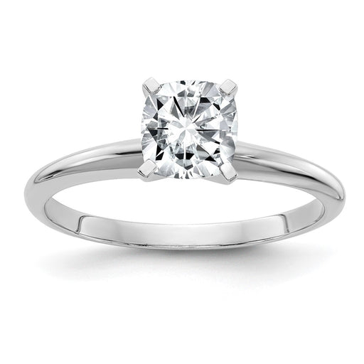 14kw 1ct. G H I True Light Cushion Moissanite Solitaire Ring