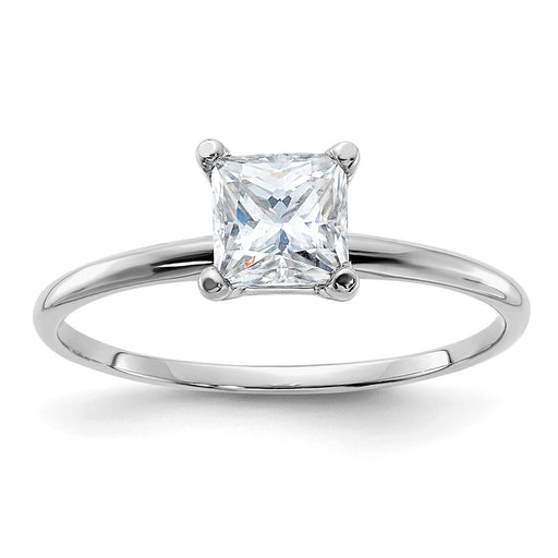 14kw 3/4ct. D E F Pure Light Princess Moissanite Solitaire Ring