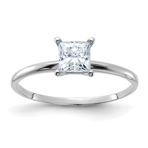 14kw 5/8ct. D E F Pure Light Princess Moissanite Solitaire Ring