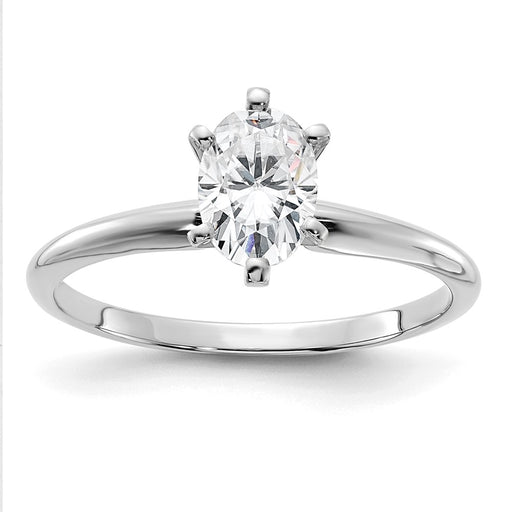 14kw 7/8ct. G H I True Light Oval Moissanite Solitaire Ring