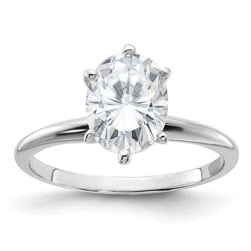 14kw 2ct. G H I True Light Oval Moissanite Solitaire Ring